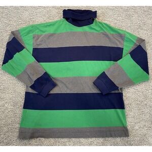 Vintage Gap Turtleneck Shirt Mens XL 90s Colorblock Blue Green Gray‎ Made In USA